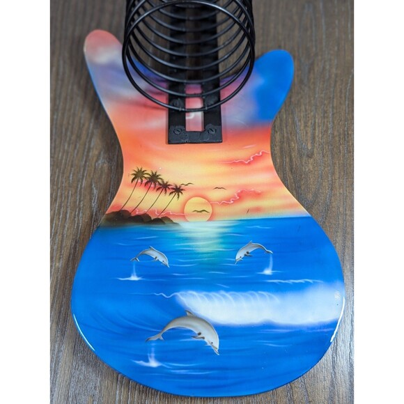 VTG Guitar CD DVD Disc Rack Holder Wall Mount Custom Painted Tropical Dolphin - Picture 3 of 9